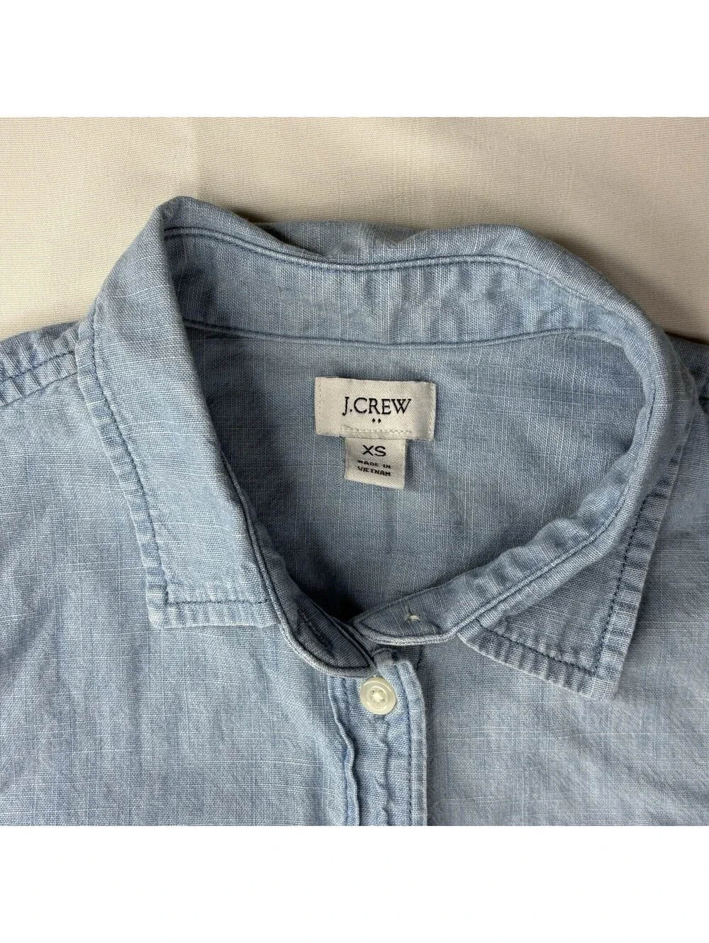 J.Crew XS Denim Sleeveless Vest Shirt - Light Wash Chambray,